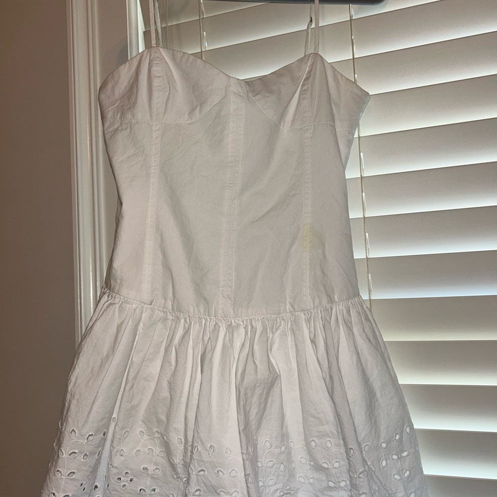 Zara White Eyelet Spaghetti-Strap Dress